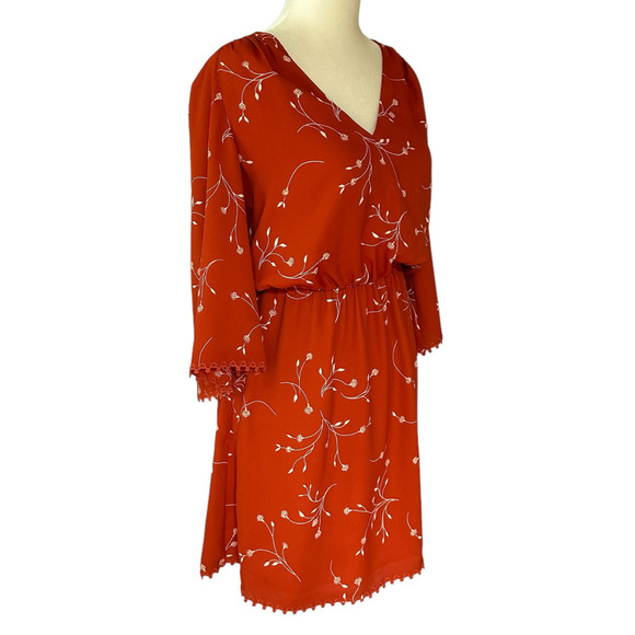Joie Dakoda Minimalist Floral Print Dress Autumn Orange XXS - Picture 7 of 16